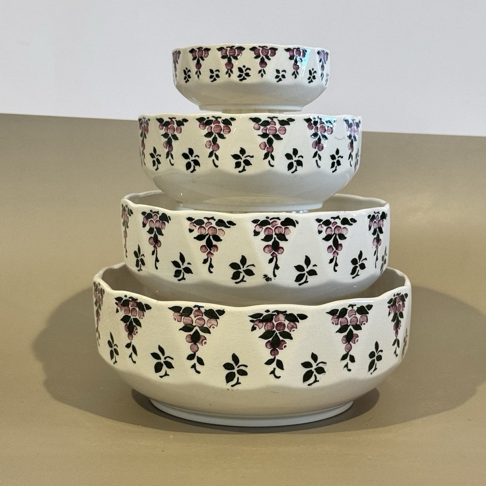 Vintage‎ Villeroy & Boch Dresden Saxony 7203 Nesting Bowls Purple Grape Pattern